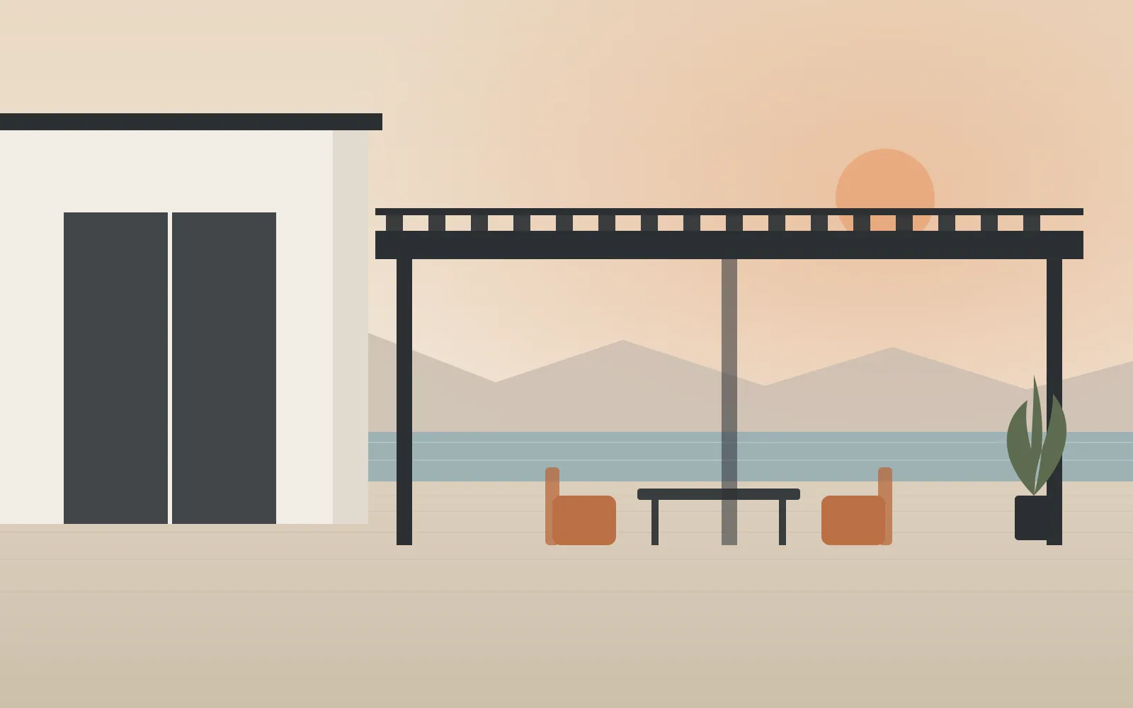 Pergola uygulaması sonrası teras – temsili görsel